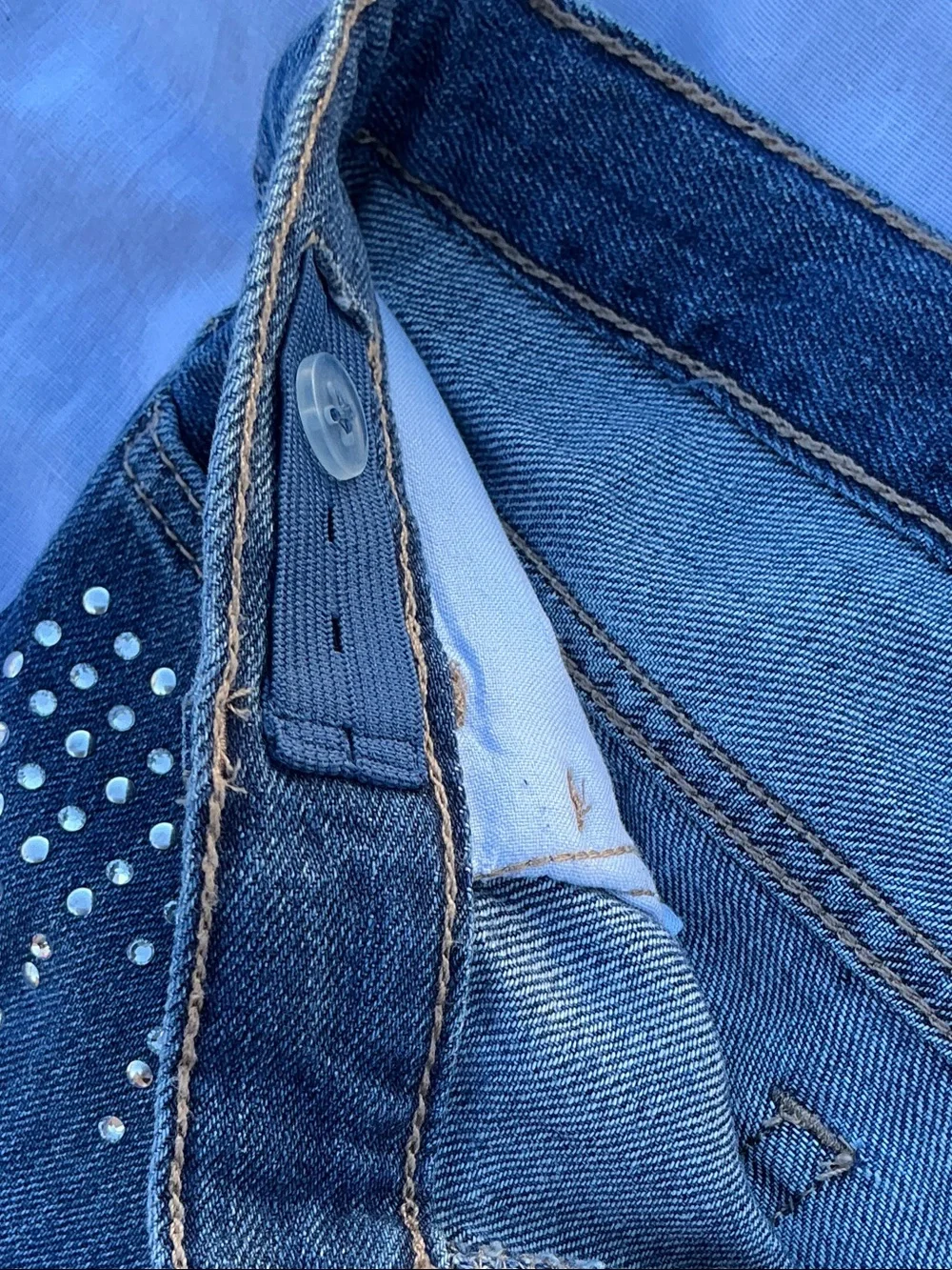 The Children's Place Dark Blue Straight Leg Jeans with Stud Accents